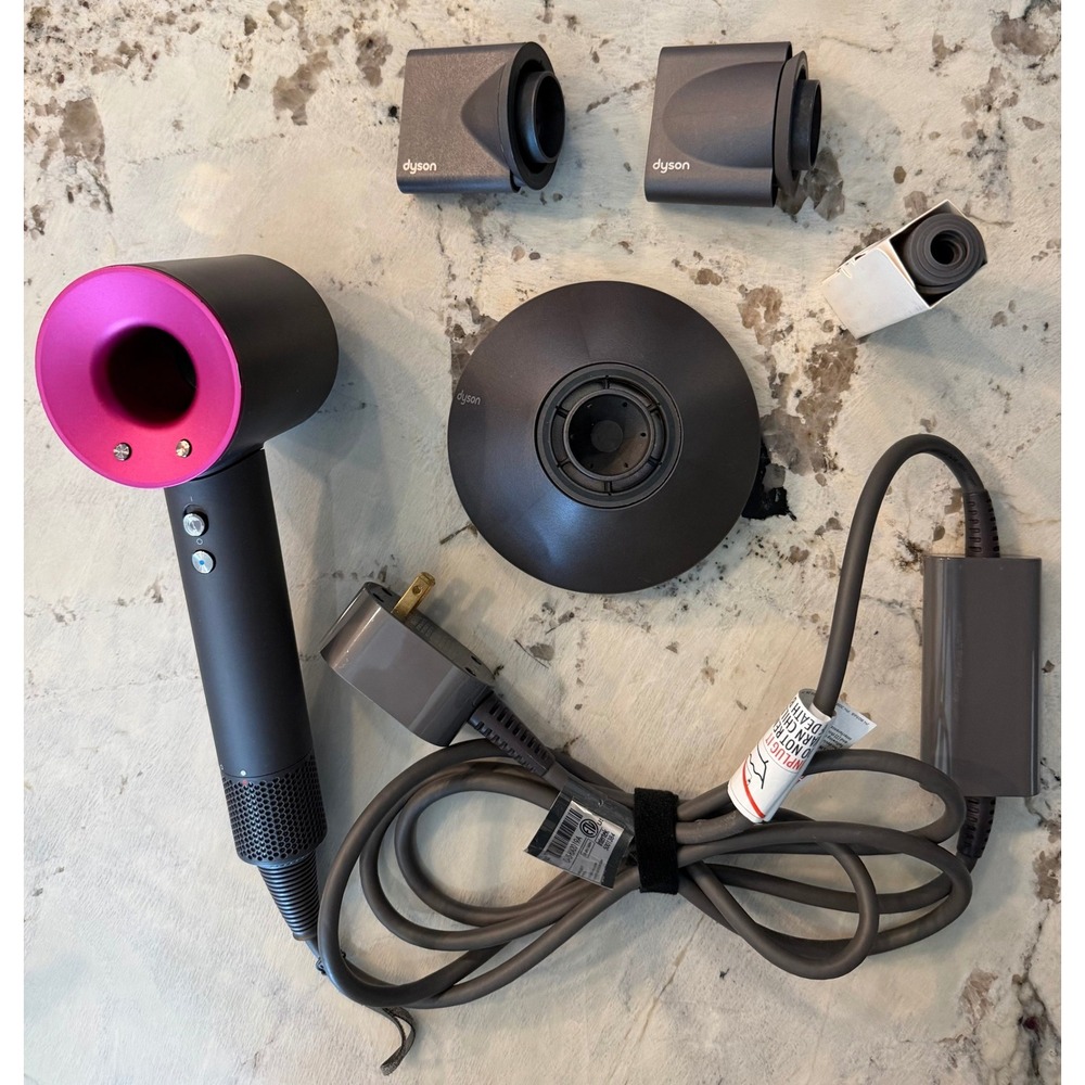 Dyson Hair Dryer/Blow Dryer with Attachments/Heat Pad Purple Gray